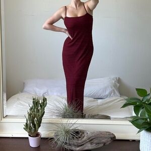 Vintage 90s Red Knit Lined Maxi Dress